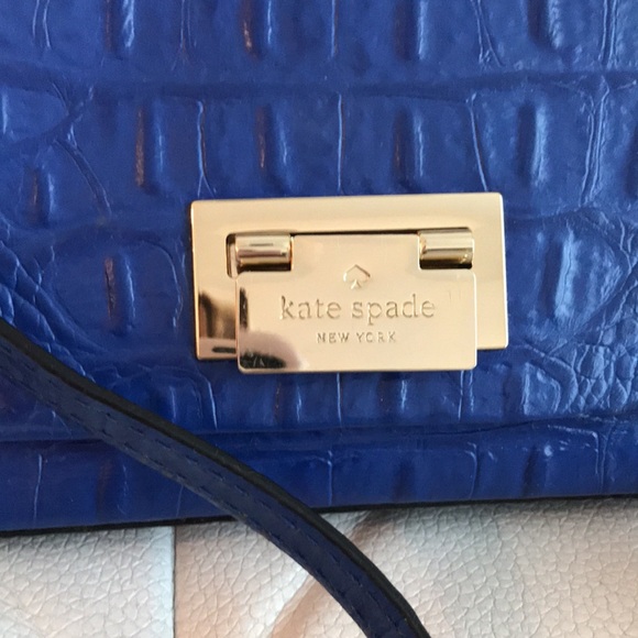Kate Spade Royal Blue Croc Embossed Crossbody - EUC - Picture 9 of 10